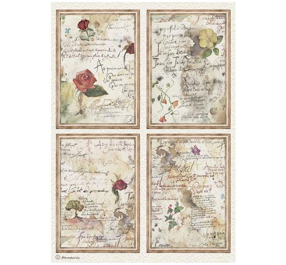 Stamperia Motief strozijde assortiment "Flowers and Poems", DIN A4, set van 6