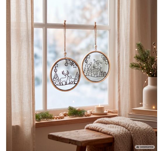 VBS Decoratiering met metalen motief "Kerstman & herten"