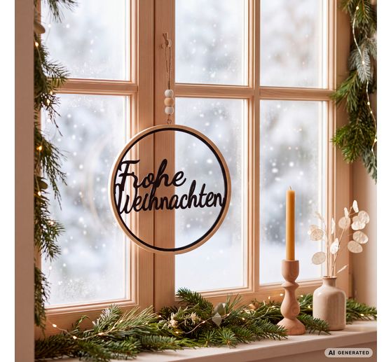 VBS Houten ring met opschrift "Frohe Weihnachten"