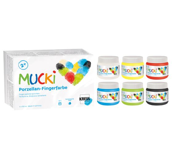 MUCKI Porzellan-Fingerfarbe, 6 x 150 ml