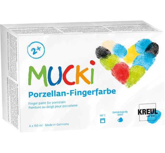 MUCKI Porzellan-Fingerfarbe, 6 x 150 ml