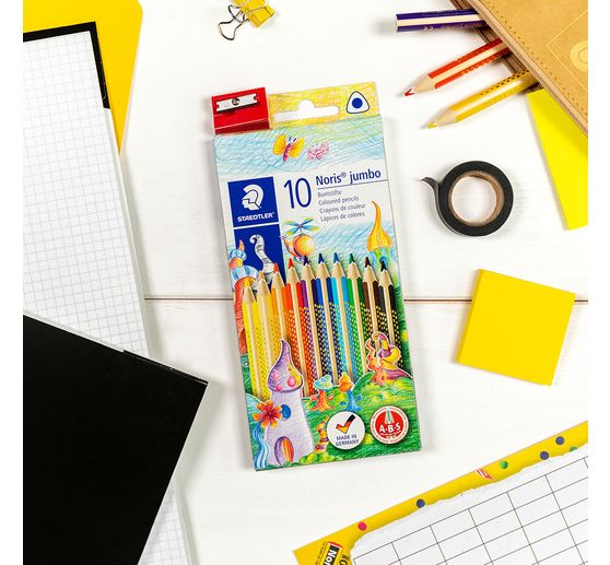 STAEDTLER Buntstifte "Noris Jumbo", 10 Farben + Anspitzer