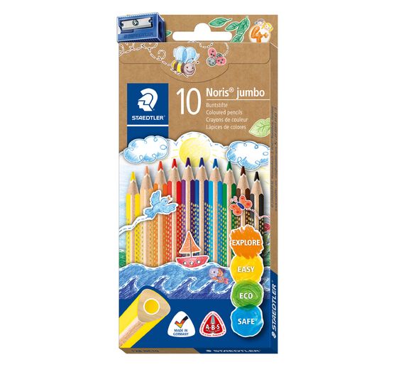 STAEDTLER Buntstifte "Noris Jumbo", 10 Farben + Anspitzer