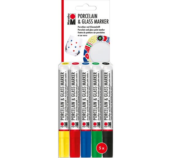 Marabu Porcelain & Glass marker‑set, 5 x 3 mm
