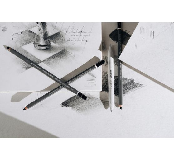 STAEDTLER Houtskoolpotloden "Mars Lumograph" charcoal 100C, 4 delig