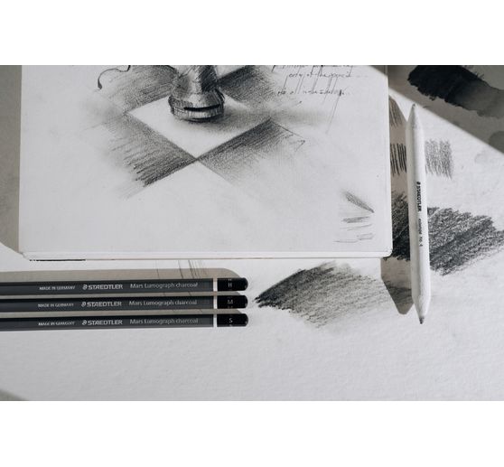 STAEDTLER Houtskoolpotloden "Mars Lumograph" charcoal 100C, 4 delig