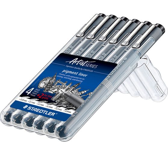 STAEDTLER Pigment Liner, Schwarz, 6er-Set