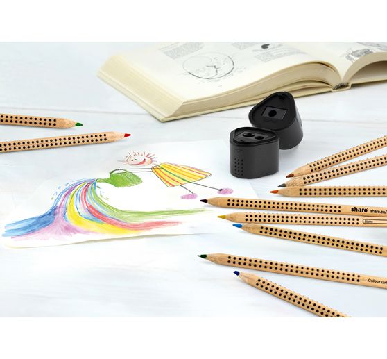 Crayons de couleur share, aquarellables