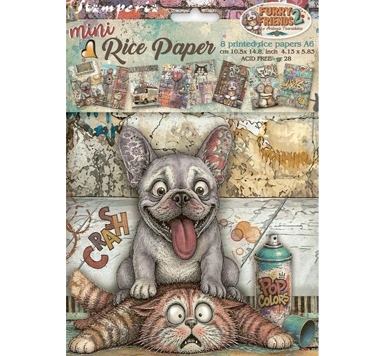 Stamperia Motief strozijde assortiment "Furry Friends 2", DIN A6, set van 8