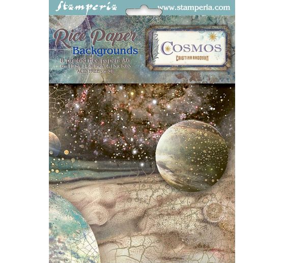 Stamperia Motief strozijde backgrounds "Cosmos", DIN A6, set van 8