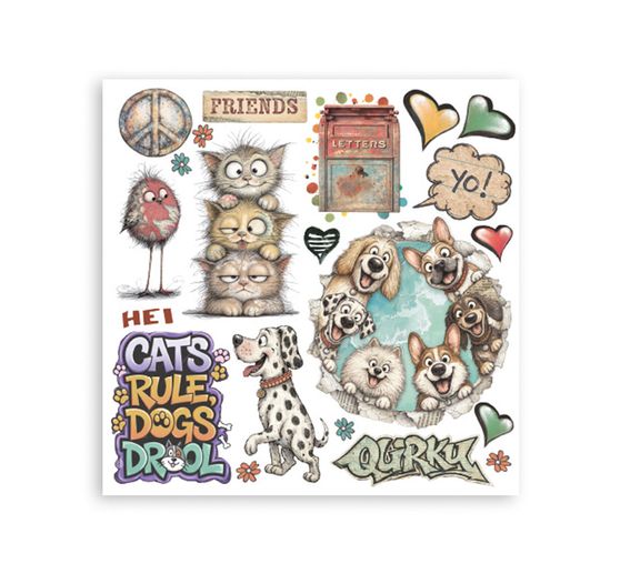 Assortiment de Rub On Stamperia &laquo; Furry Friends 2 &raquo;