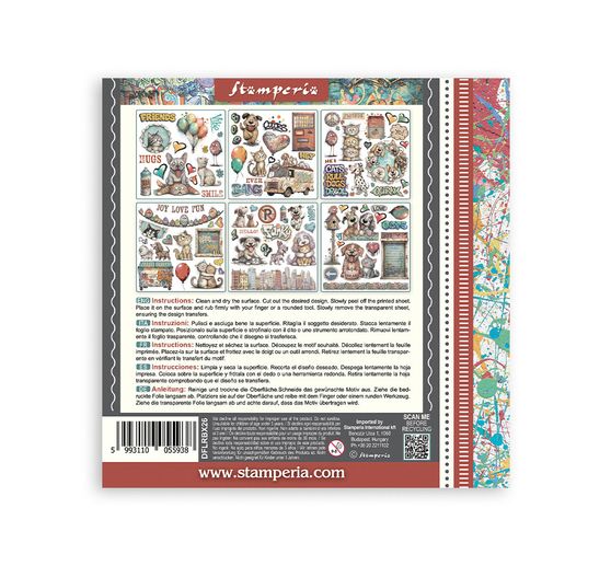 Assortiment de Rub On Stamperia &laquo; Furry Friends 2 &raquo;