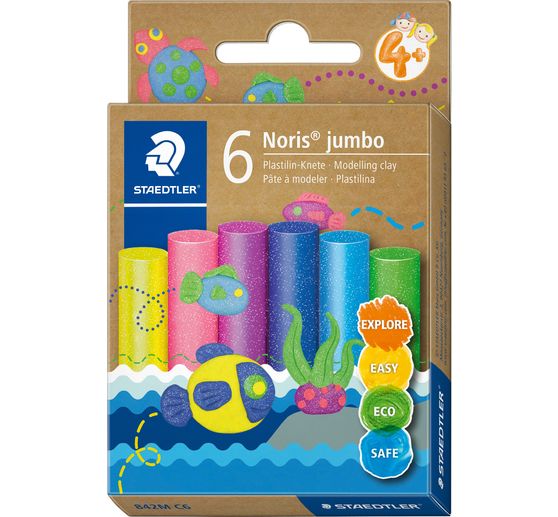 STAEDTLER Plastilin-Knete "Noris jumbo - Glitter", 6 Farben