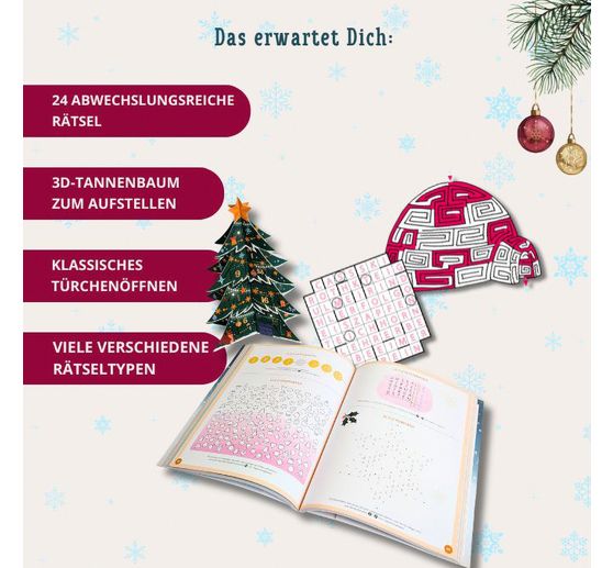3D Advent calendar "O R&auml;tselbaum" for standing up and unfolding