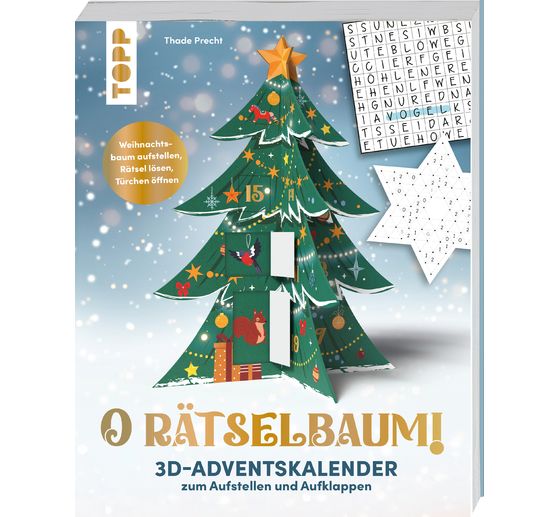 3D Advent calendar "O R&auml;tselbaum" for standing up and unfolding