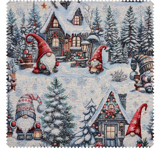 Gobelin-Stoff mit Lurex "Snowy Gnomes"
