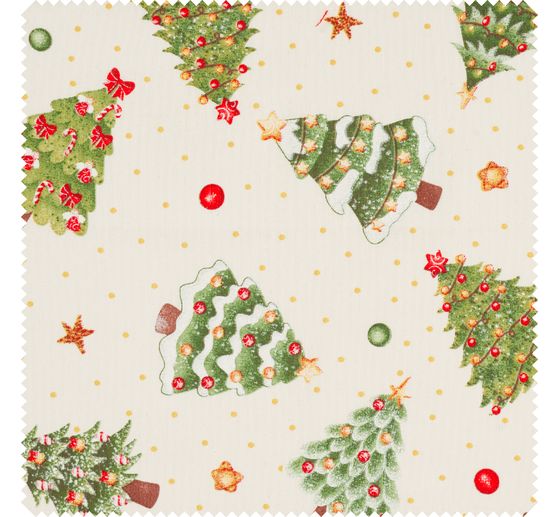 Tissu &agrave; motif aspect lin au m&egrave;tre &laquo; Mon beau sapin &raquo;