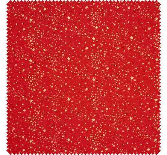 Cotton poplin fabric hot foil "Small stars &ndash; Red"