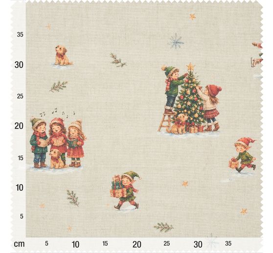 Baumwoll-Stoff "Weihnachtskinder Nostalgie", Acryl beschichtet