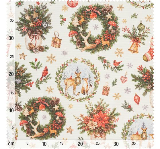 Cotton fabric "Festive Christmas World", acrylic coated