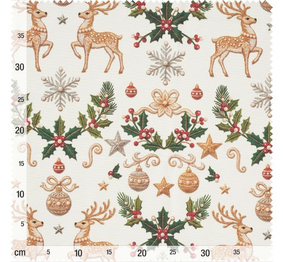 Katoenen stof "Rentier & Ilex", acryl gecoat