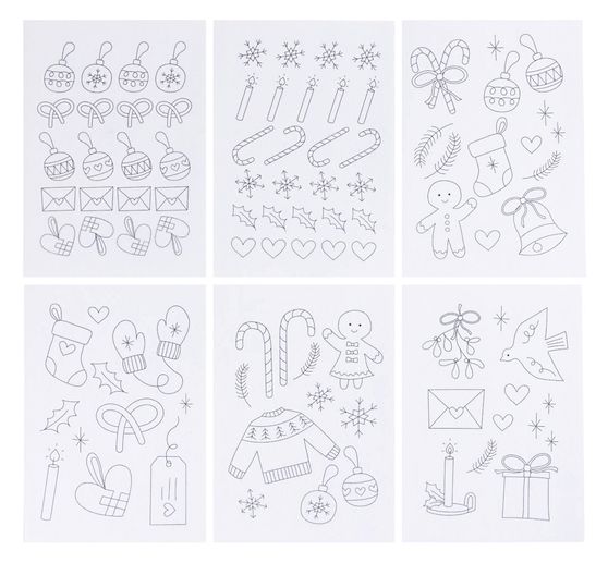 Stickvlies "Weihnachtsmotive", wasserl&ouml;slich, DIN A5, 6 Blatt