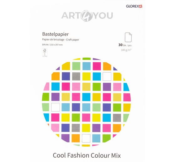 Papier cr&eacute;atif &laquo; Cool Fashion Colour Mix &raquo;, A4, 30 feuilles