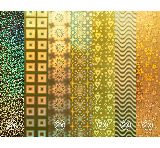 Mirror card "Golden Holographic Mix", A4, 12 sheets