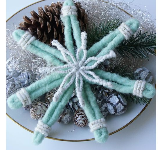 Magazine DIY feutre + laine + fil de fer Automne Noël "Retro wrap stars"