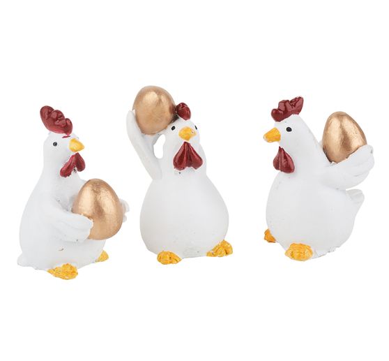 Poule VBS « Ombelline », set de 3, env. H 5 cm