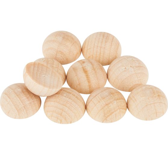 VBS Wooden hemispheres without hole, 10 pieces