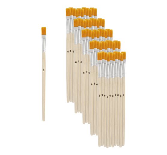 VBS Platte penseel synthetisch haar "Maat 6", 50 stuks