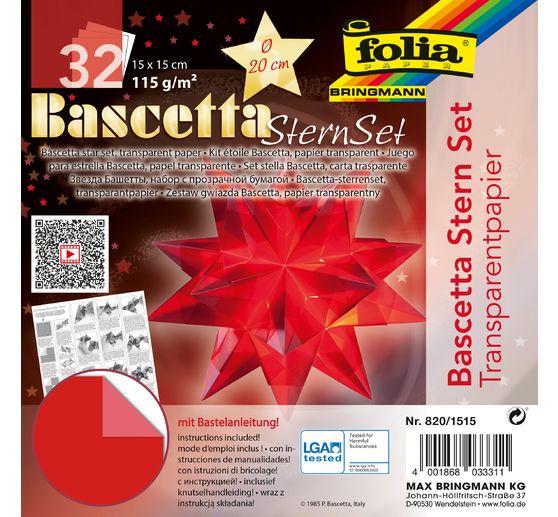 Bascetta sterren set "Transparant papier", rood