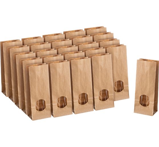 Block bottom kraft paper bags with window