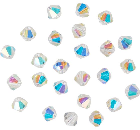 Glas geslepen glitterkralen, 4 mm