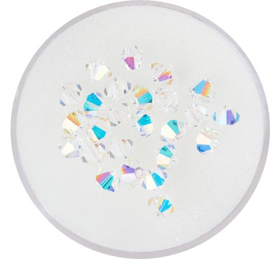 Glas geslepen glitterkralen, 4 mm