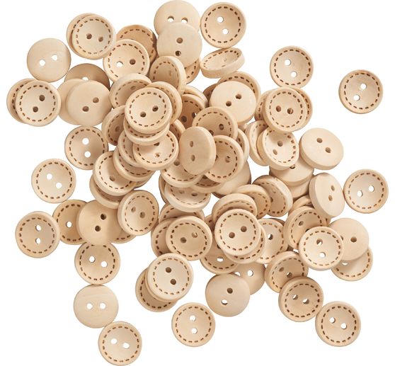 VBS Wooden buttons "Sewing stroke", 100 pieces