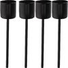Candle holder with skewer for stick candles, 4 pieces Black
