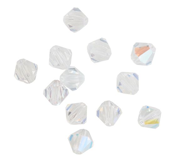 Glas geslepen glitterkralen, 6 mm