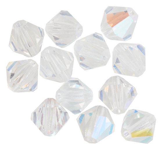 Glas geslepen glitterkralen, 6 mm