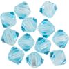 Glas geslepen glitterkralen, 6 mm Aqua