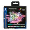 STAEDTLER Pigment brush pen, set van 12 Pastel Colours