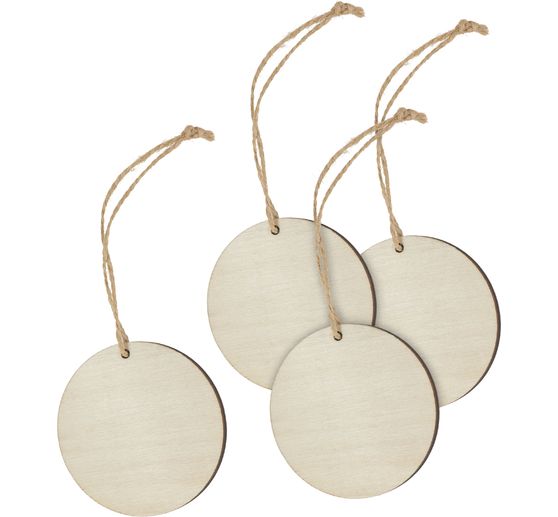 Houten decoratieve hanger "Rond" met lint, set van 4