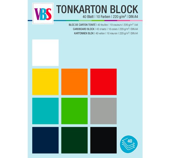 Bloc de papier cartonn&eacute; de couleur VBS XXL