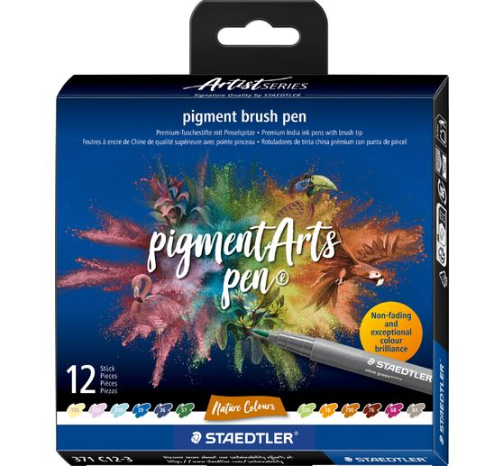 STAEDTLER Pigment brush pen, set van 12