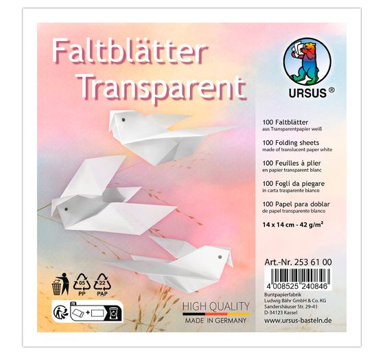 Transparant papier-vouwpapier