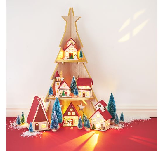 VBS Wooden building kit "House with snowman", incl. LEDs