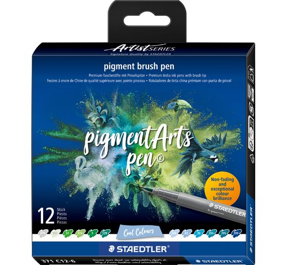 STAEDTLER Pigment brush pen, set van 12