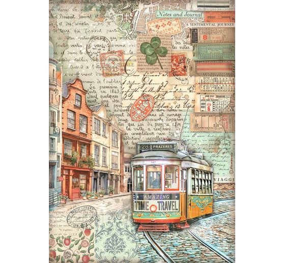 Motif straw silk "Art of Travelling"