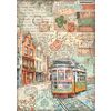 Motif straw silk "Art of Travelling" Tram